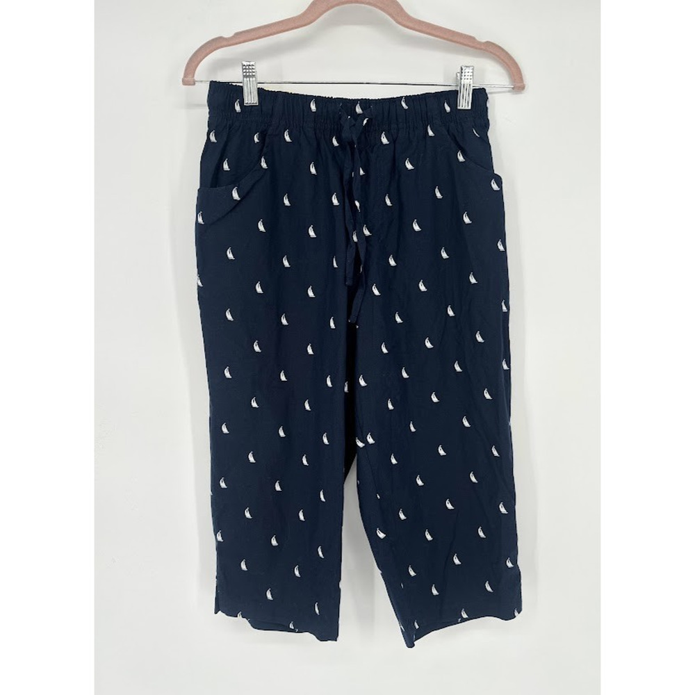 Gloria Vanderbilt Casuals Womens Blue Nautical Coastal Capri Pants Petite Medium